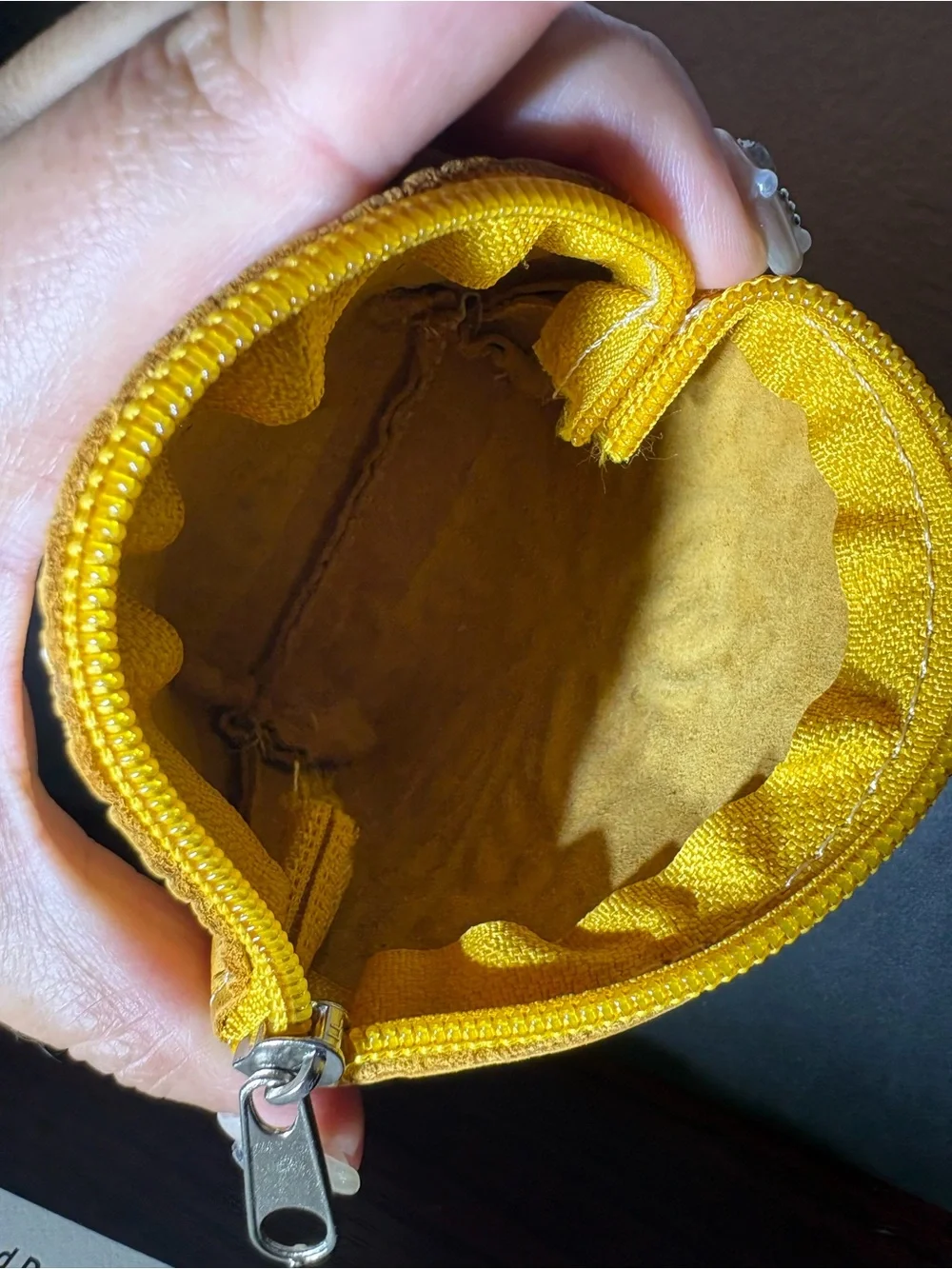 Embossed Floral Leather Coin Purse And Copper Navajo Pearls Dangle